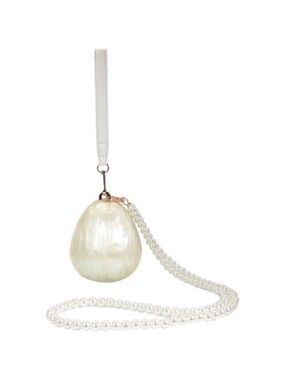 Pearl Acrylic Egg-Shaped Clutch – Marble Evening Purse with Chain